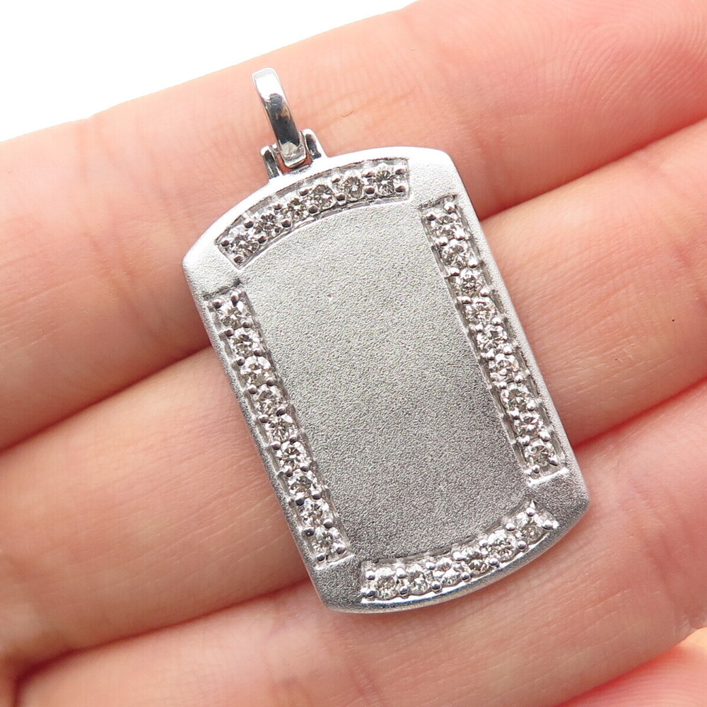 JANE SEYMOUR 925 Sterling Silver Real Round-Cut Diamond Tag Charm Pendant